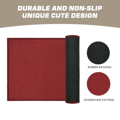 Artoid Mode 17" x 29" Red Absorbent Non-Slip Doormat – Natural Rubber Back, Washable Holiday Floor Mat
