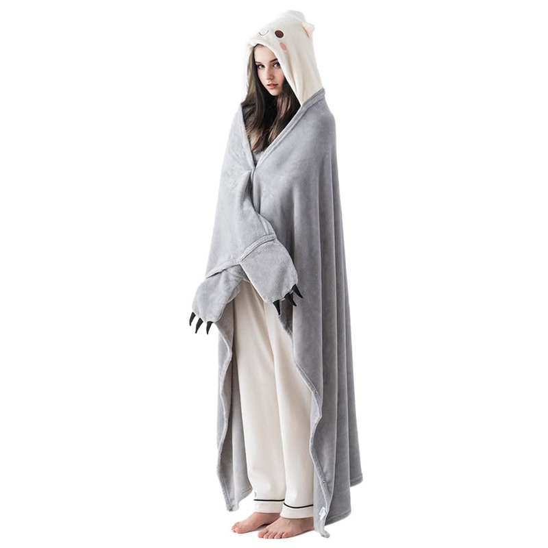 Bunnikins & Clover Wearable Hoodie Blanket for Adults, Warm and Cozy Oversized Blanket, Soft Flannel Fleece Hoodie Throw Blankets,Cat