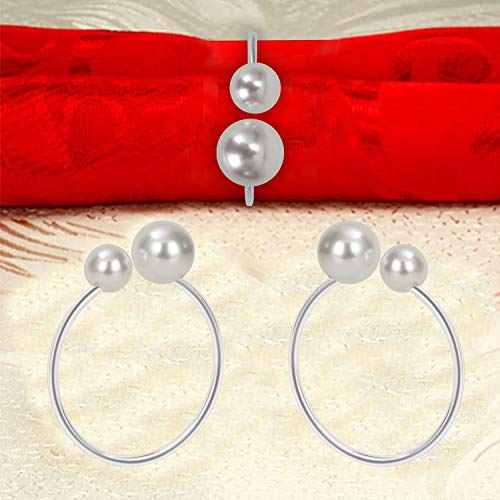 KPOSIYA Pearl Napkin Rings Set of 100 Silver Holder for Table Decor