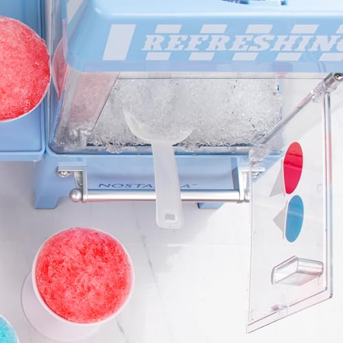 Blue Nostalgia Snow Cone Machine - 8 Oz Countertop Slushie Maker for 20 Treats