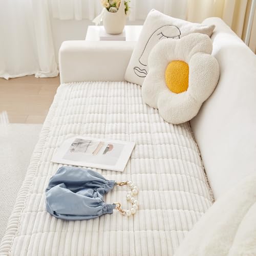 Awjcsv Washable Pet Couch Cover for Dogs, Non-Slip Sofa Protector, White, 27.6" x 59"