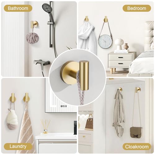 Brushed Gold Bathroom Towel Bar Set - 10 Pieces Wall-Mount Rack Accessories