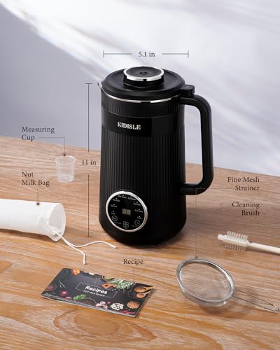 KIDISLE Black 32oz Automatic Nut Milk Maker Machine, Self-Cleaning & Delay Start