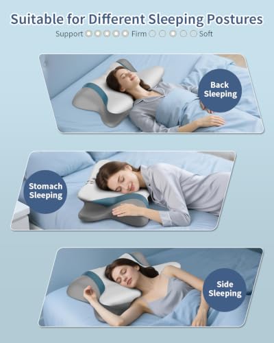 Beslovo Grey Cervical Pillow for Neck Pain Relief - Ergonomic Memory Foam Support for Side, Back & Stomach Sleepers