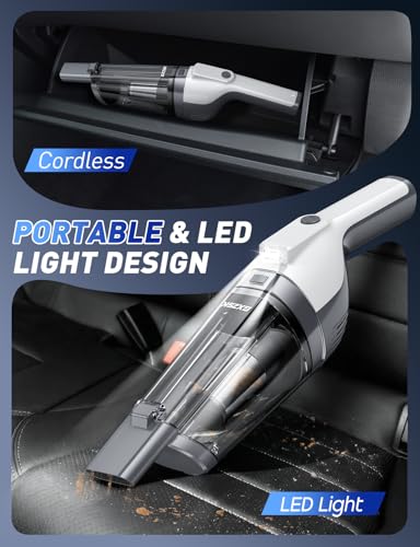 Cordless Handheld Vacuum Cleaner White & Gray - Powerful Suction for Home & Car