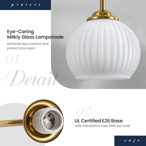 Brushed Gold 4-Light Bathroom Vanity Light Fixture with Frosted Glass - Wall Sconce