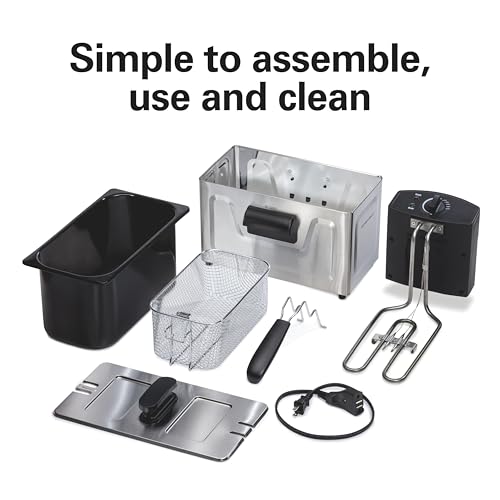 Hamilton Beach Family-Size 3L Electric Deep Fryer with Basket, Stainless Steel