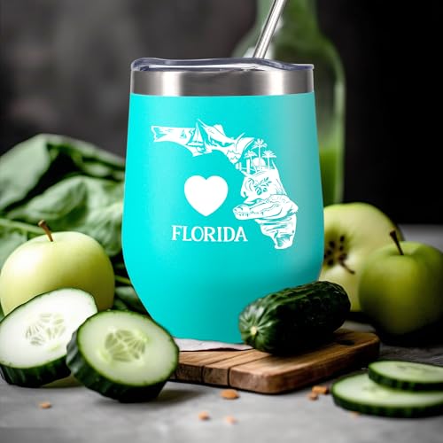 KAIRA Love Florida Mint Travel Tumbler with Lid – 12oz Stainless Steel Wine Cup