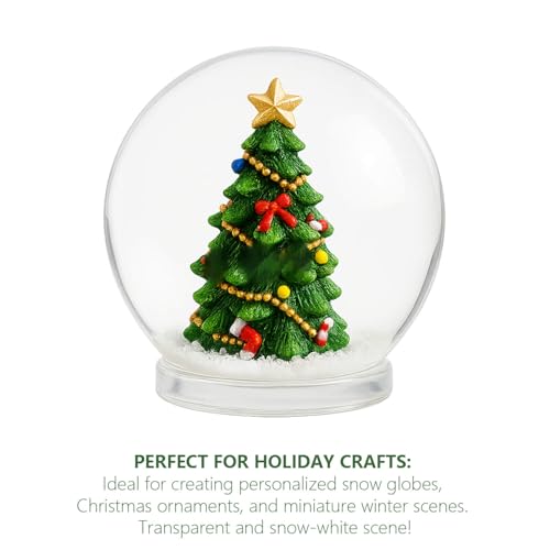 Fake Snow Globe Container Crafts Supplies DIY Kit- Artificial Christmas Snow Confetti 2oz & 5.2in Large Plastic Globe Storage Container Clear,Holiday Miniatures Decor for Snow flakes Winter Wonderland