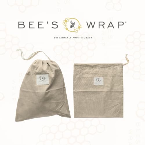 Bee's Wrap Beeswax Bread Bags 2 Pack - Bakery Lane Reusable Food Wraps