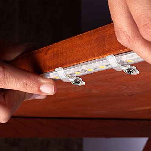 100 Pack Christmas LED Strip Light Mounting Brackets Fixing Clips One Side LED Light Clamps with Screws for 10 mm Wide