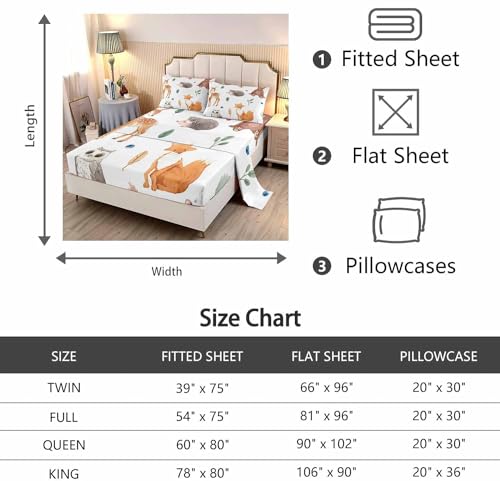 LUVIVIHOME 4PCS Fishing Sheets Set, Twin Bed Sheets, Hunting Lodge