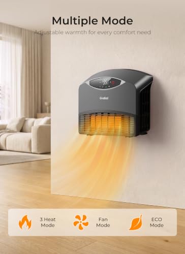 GiveBest 1500W Portable Wall-Mounted Electric Space Heater with WiFi & Remote Control - Grey