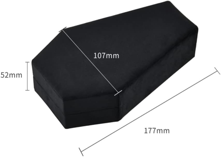 Giftop Velvet Coffin Jewelry Travel Case Holder for Gothic Wedding Ceremony,Gothic Jewelry Organizer Decoration (Black Red 4 Grid)
