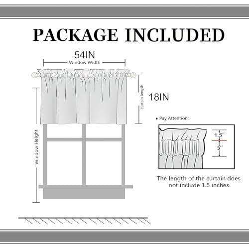 Winter Blue Christmas Valance 54x18 in – 1 Panel, Rod Pocket Kitchen & Living Room Window Curtain