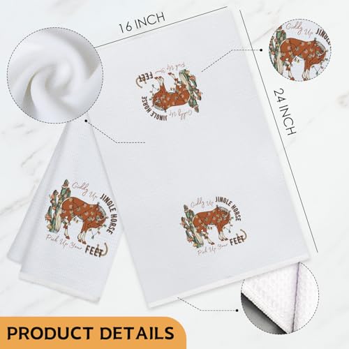 Koesus SD-14 Western Cactus Christmas Horse Kitchen Towels - 16x24 Inches