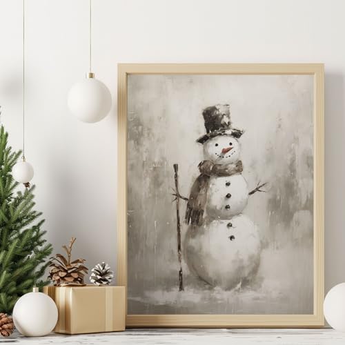 Whaline 10-Piece Christmas Wall Art Prints Set – Vintage Rustic Snowman Santa Trees Posters