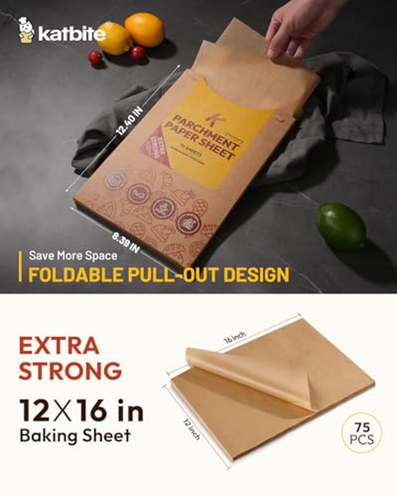 Katbite 200Pcs 9x13 inch Heavy Duty Unbleached Parchment Paper, Parchment Paper Sheets for Baking Cookies, Cooking, Frying, Air Fryer, Grilling Rack, Oven(9x13 Inch)