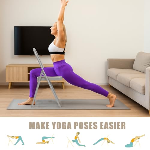 Grey RattanView Yoga Auxiliary Chair with Lumbar Support - Backless, Foldable