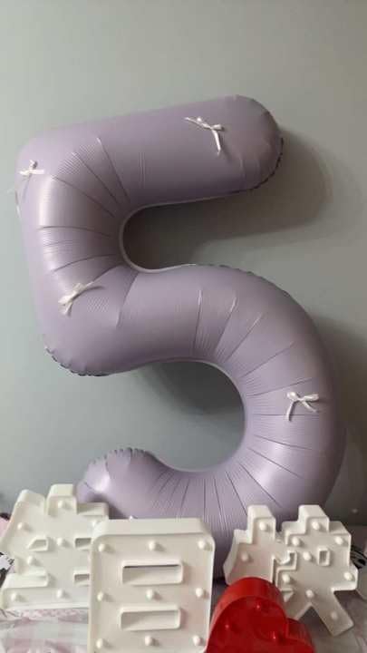 Lilac Number 5 Balloon - 40 Inch Giant Foil Balloon for 5th Birthday Party Decorations