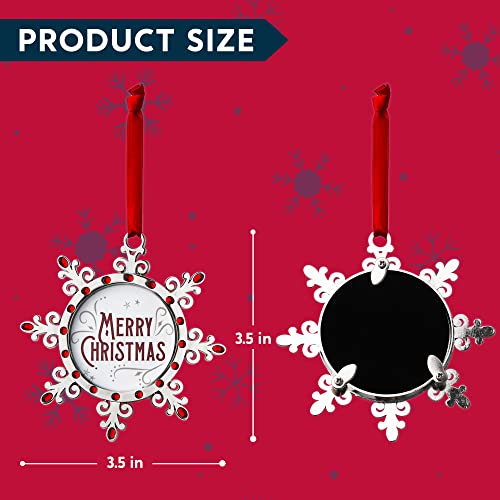 Joiedomi Red Snowflake Christmas Photo Ornament - Personalize Ornament Frame with Red Gems
