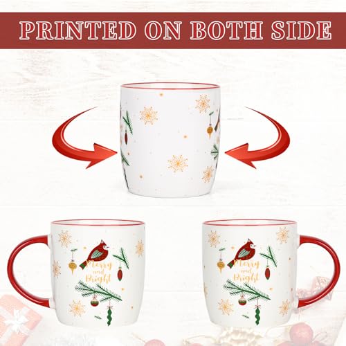 Merry Christmas Christmas Mug Set of 4 - 11 Oz Ceramic Tree Mugs Gift Set (Merry Xmas Gifts Ornaments)