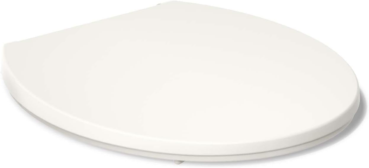 KOHLER K-27332-0 Glissade ReadyLatch Quiet Close Round Toilet Seat, White, Grip-Tight Hardware, Quiet Close Lid Prevents Slamming
