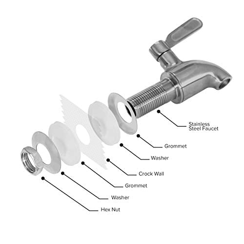 Geo Sports White Porcelain Water Dispenser with Stainless Steel Faucet & Lid - Fits 3-5 Gallon Jugs