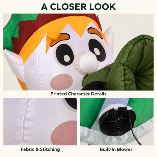 Inflatable Christmas Elf Door Decor - Peeping Holiday Indoor/Outdoor Figurine