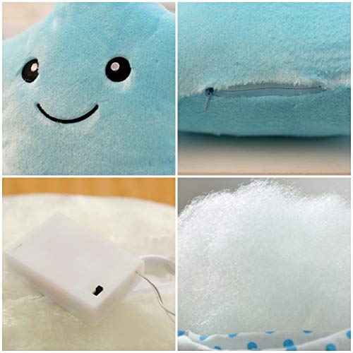 LED Twinkle Star Shaped Plush Pillow, Creative Night Light Glowing Cushions Plush Stuffed Toys Gifts for Kids, Decoration (Blue)