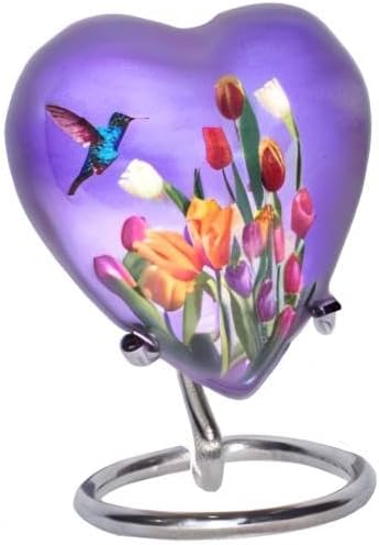 BOLD & DIVINE Adult Purple Hummingbird Cremation Urn | Human Ashes Adult Memorial urn, Burial, Funeral Cremation Urns | 200 Cubic Inches (Large Adult)
