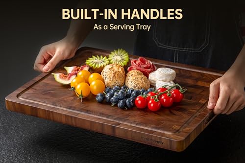 Walnut End Grain Cutting Board - 17 x 13 Inches Kitchen Chopping & Serving