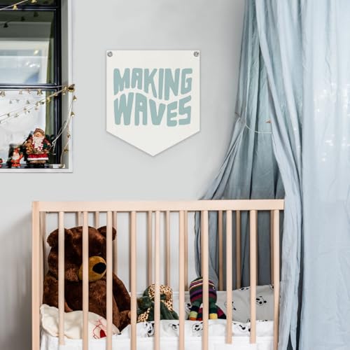 Lacama Surf Decor,Coastal Beach Room Decor Aesthetic, Making Waves Linen Banner Wall Hanging Banner Flag Decor for Coastal Surfer Room Bedroom Beach Decorations