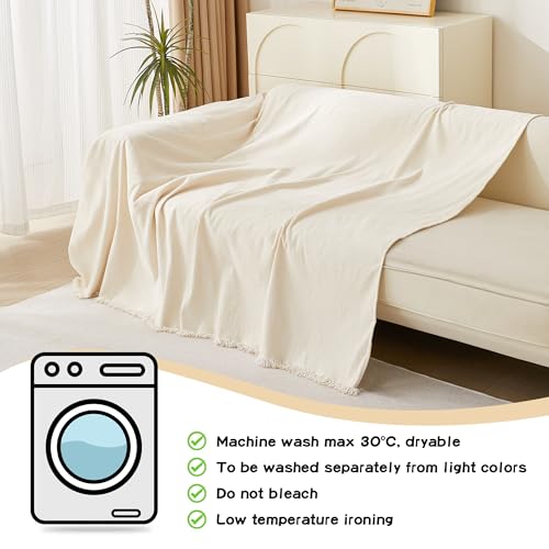 Beige XX-Large Sectional Couch Cover for L-Shaped Sofa - 2 Piece Furniture Protector
