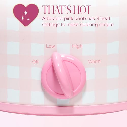 Paris Hilton 3.5-Quart Pink Gingham Slow Cooker with Nonstick Stoneware, Manual Settings