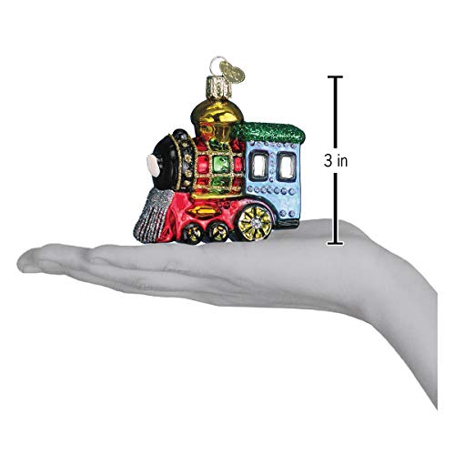 Old World Christmas Small Locomotive Glass Ornament - Hand Painted, Holiday Keepsake