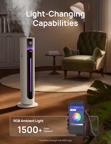 DREO 11L White Smart Humidifier for Large Rooms 700 sq.ft, Quiet 100H Run