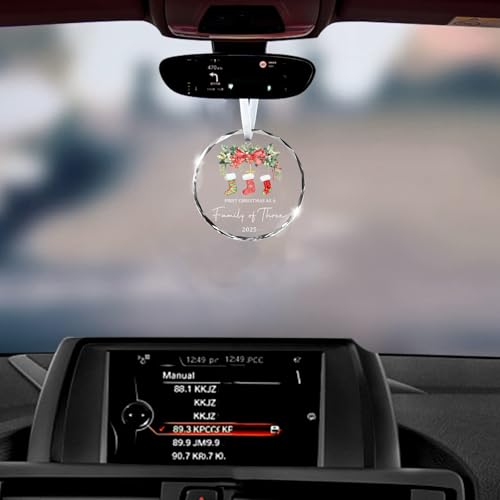 Christmas Ornaments 2025 Our First Christmas As A Family of Three Ornament Unique Crystal Baby 1st Xmas Ornaments New Parents Gifts for Couples Mom Dad Newborn Girls Boys Xmas Tree Decorations