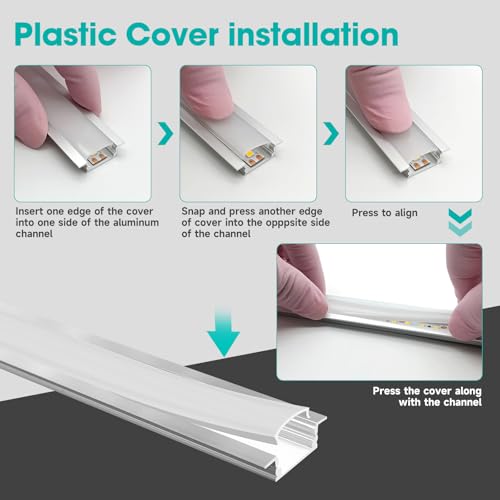 10-Pack 6.6ft Silver Recessed LED Aluminum Channel for Strip Lights with Diffuser & End Caps - Indoor Ceiling & Cabinet Lighting Variation