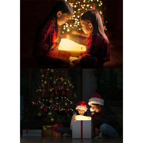 Lying Flat Duck Night Light, Cute Silicone Duck Lamp, LED Nursery Nightlight, Dimmable Bedside Touch Lamp, Rechargeable Light Up Duck for Breastfeeding Toddler White, LADK001WH
