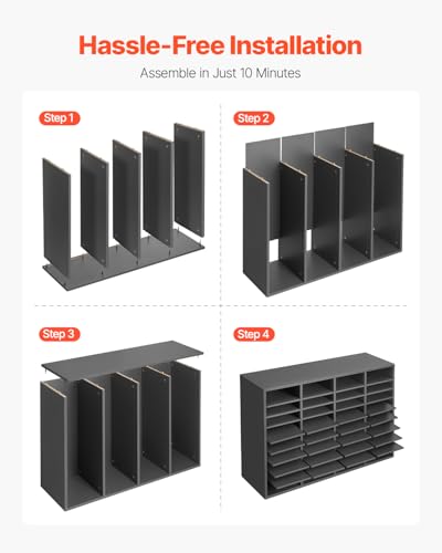 Dark Grey VEVOR Literature Organizer with 36 Compartments & Adjustable Shelves