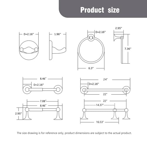 Oil-Rubbed Bronze 4-Piece Bathroom Hardware Accessory Set - Towel Bar, Toilet Paper Holder, Towel Ring & Robe Hooks