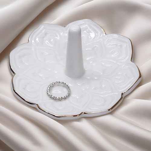 White Ceramic Mandala Jewelry Dish Decoration Ring Holder, Necklace, Earrings, Watch Key Decoration Jewelry Holder, Gift for Mother's Day, Birthday, Engagement Wedding, Christmas, Thanksgiving Day