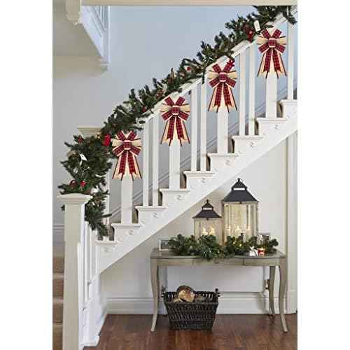 2pcs Valentine's Day Wreath Bows Valentines Bows Red Brown Buffalo Plaid Burlap Bows for Wreaths, Valentines Ribbon Bows Tree Topper Bows for Home Indoor Outdoor Decoration Wreath Ornament Supplies