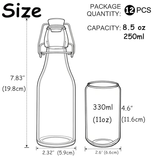 ZEBEIYU 12 Pack 4 oz Swing Top Glass Bottles,Flip Top Glass bottles with airtight Caps for Home Brewing Beer,Kombucha,2nd Fermentation,Kefir,Beverages,Soda,Oils,Vinegar,Limoncello,Vanilla extract