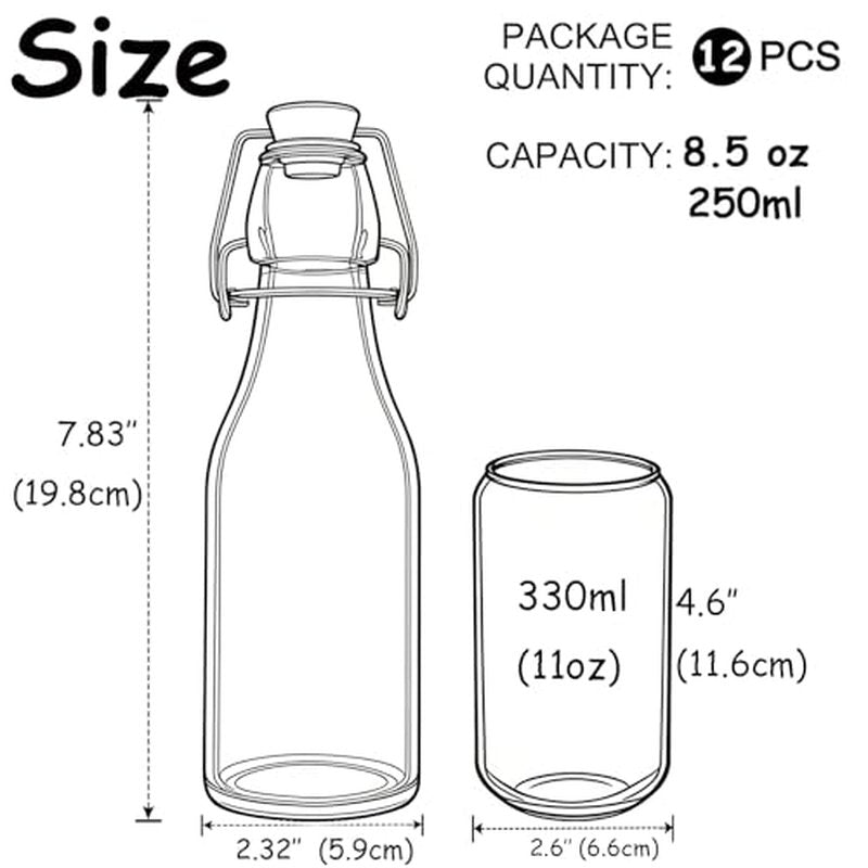 ZEBEIYU 12 Pack 4 oz Swing Top Glass Bottles,Flip Top Glass bottles with airtight Caps for Home Brewing Beer,Kombucha,2nd Fermentation,Kefir,Beverages,Soda,Oils,Vinegar,Limoncello,Vanilla extract