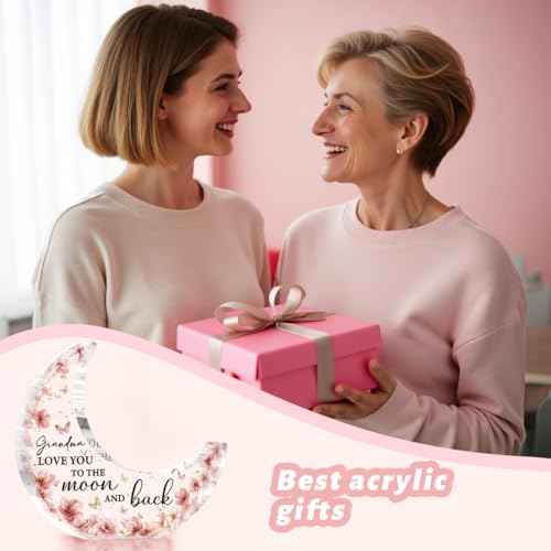 Mother's Day Gifts Grandma Birthday Gifts Grandmother Gift From Grandchildren,Acrylic Moon Decoration Sign Grandmother Gift for Christmas Birthday Thanksgiving-Grandma Love You To The Moon And Back