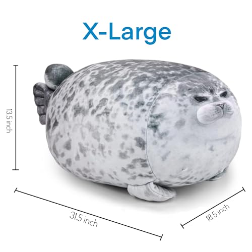 X-Large 31.5 Inch Seal Plush Pillow - Soft Cuddly Stuffed Animal for Kids & Adults - Great Gift Idea