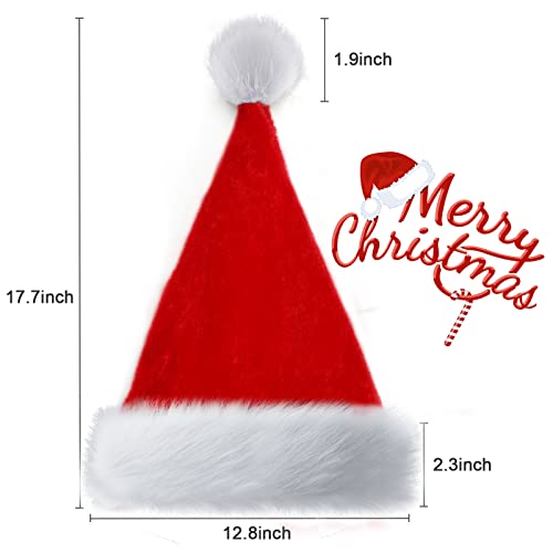 Christmas Hat Santa Hats for Adults Unisex Red Velvet Extra Thicken Xmas Hat for New Year Festive Holiday Party