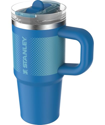 STANLEY Quencher ProTour Flip Straw Tumbler with Leakproof Lid 14 oz | Built-In Straw and Handle | Cup Holder Compatible for Travel | Insulated Stainless Steel Cup | BPA-Free | Azure Fade